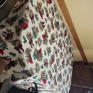 Holiday Pinecone and Ribbon Tablecloth 60 x 72